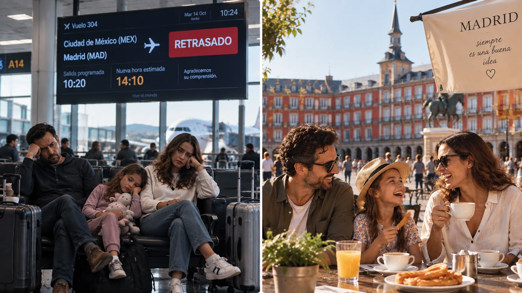 Comparación entre retraso de vuelo y tiempo ganado en Madrid